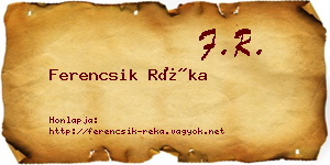 Ferencsik Réka névjegykártya